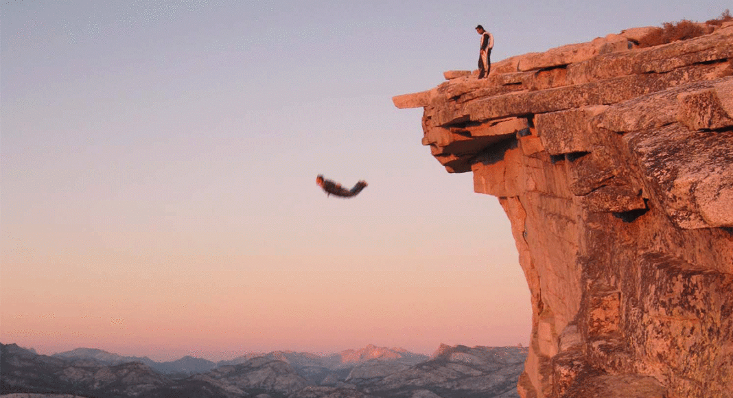 A scene from the base jumping film â€˜When We Were Knight'