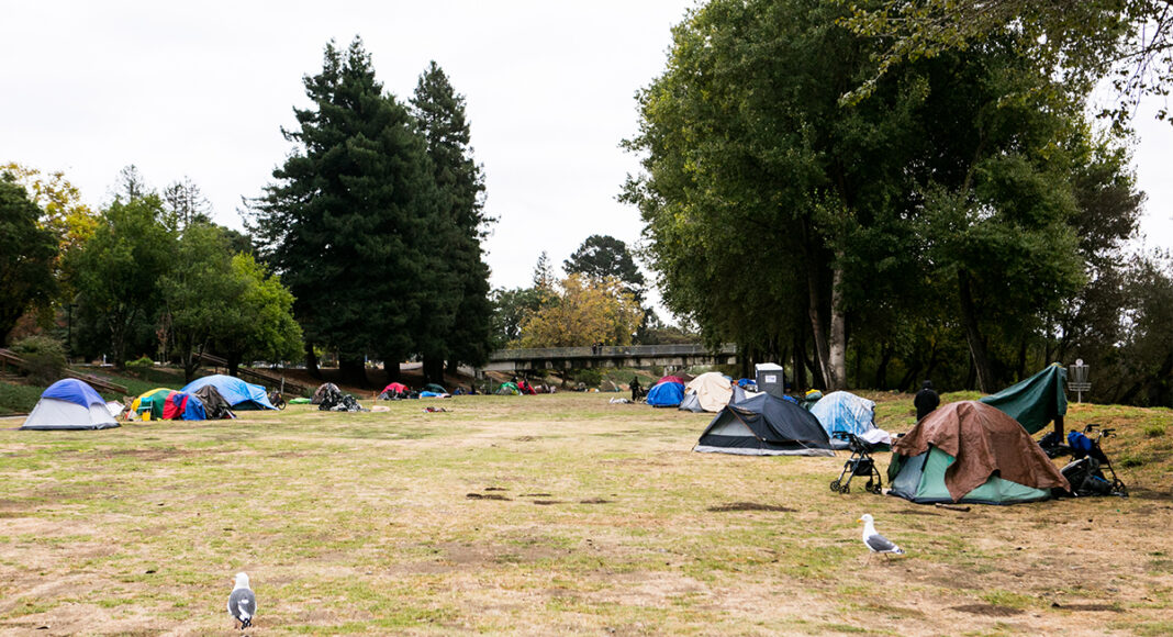 Homeless Camp in San Lorenzo Park Santa Cruz