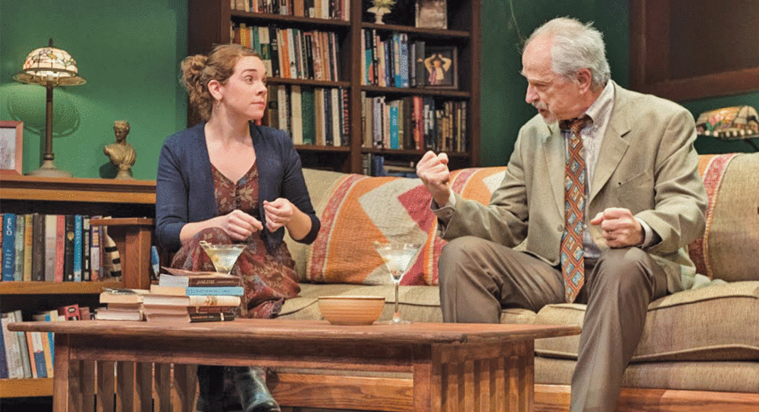 Martha Brigham (Deirdre) and J. Michael Flynn (John) in Jewel Theatre’s production of ‘Coming of Age,’ written by Kate Hawley and directed by Paul Whitworth.