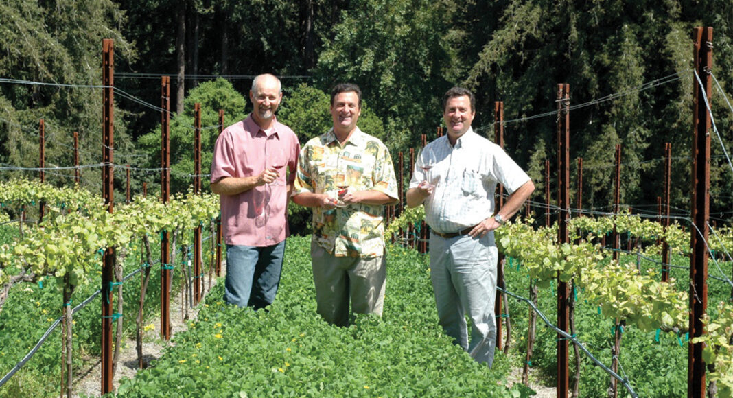 Jon Morgan, Paul Bargetto and Peter Bargetto—owners of Soquel Vineyards