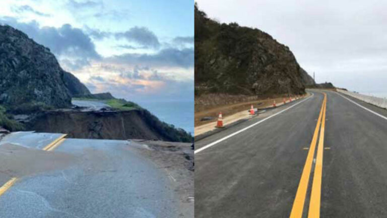 Highway 1 In Big Sur Reopens After Debris Flow Washout