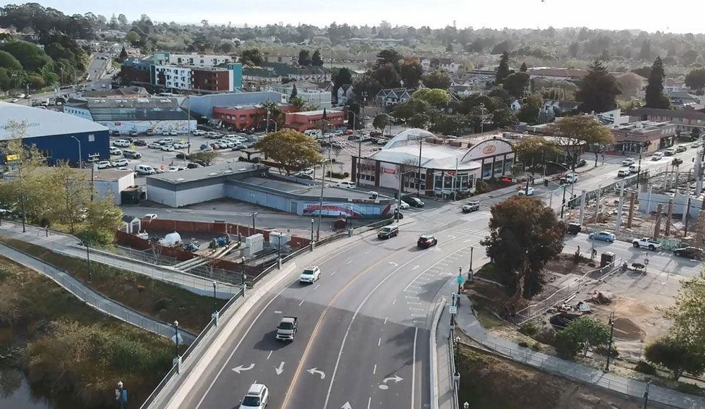 Aerial view of South Laurel area in Santa Cruz