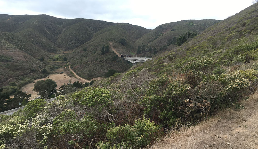 Landscape with bridge and tunnel in the distance