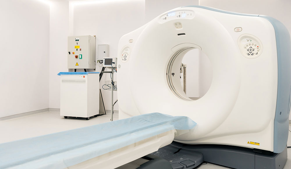 MRI machine in an empty room