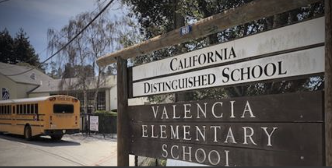 School sign and a school bus