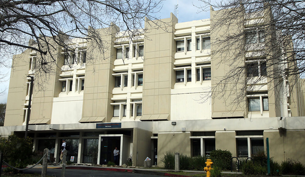 Exterior of a four-story office building